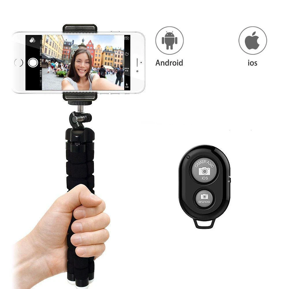 Akıllı telefon tripodu için telefon tripodu cep Monopod kamera tripodu tutucu Selfie Bluetooth uyumlu uzaktan deklanşör