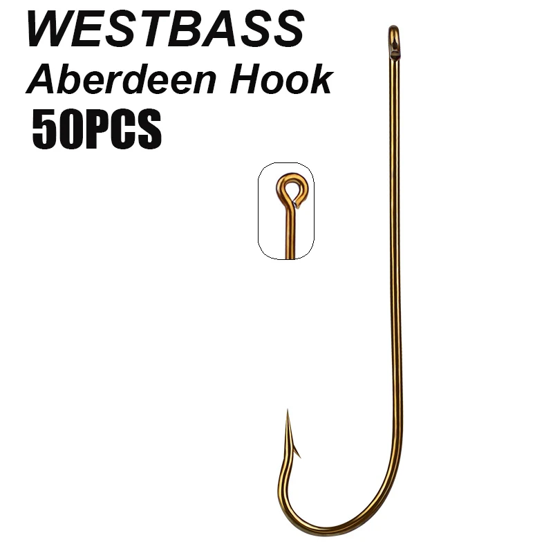 WESTBASS 50 sztuk Aberdeen haki 4 #-6/0 # kolczasty pojedynczy haczyk stal wysokowęglowa haczyki rybackie Offset Worm haczyki wędkarskie Pesca Tackle