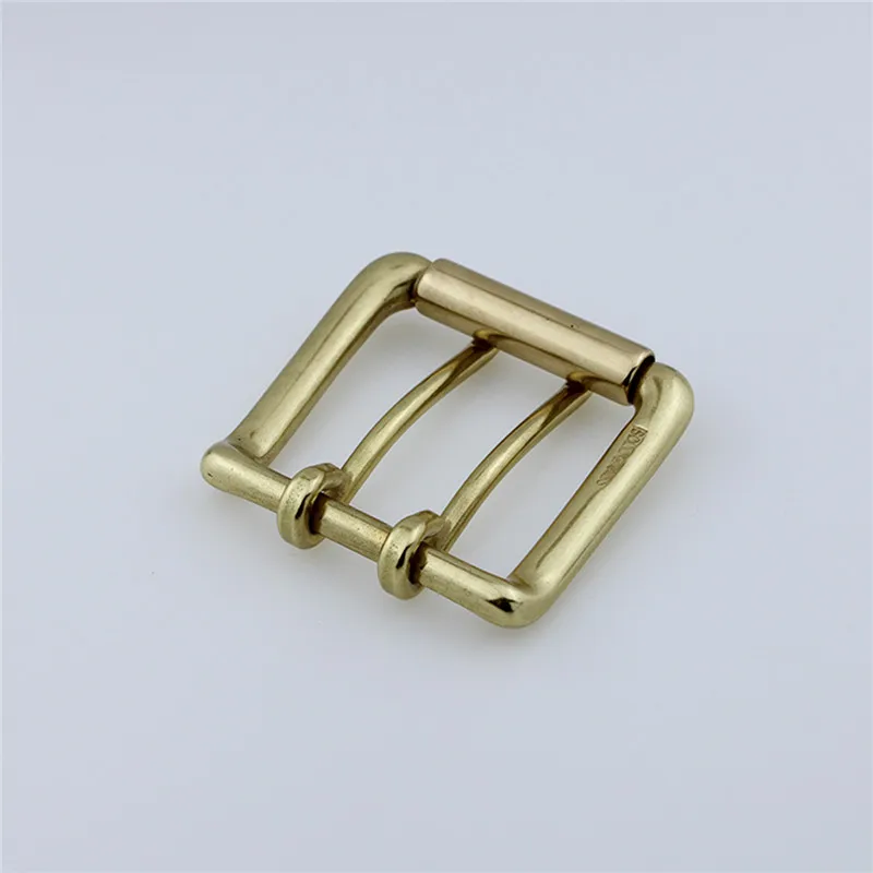 Solid Brass Roller Belt Buckle for Men Leather Craft Hardware Double Pins BOR Finish 38mm Accessories
