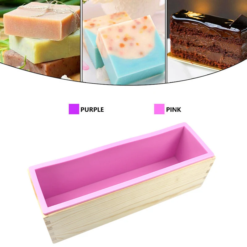 

1200ml Rectangle Silicone Soap Making Mold Wooden Box Handmade Craft Soap Mould Toast Cake Loaf Mold Baking Kitchen Tools