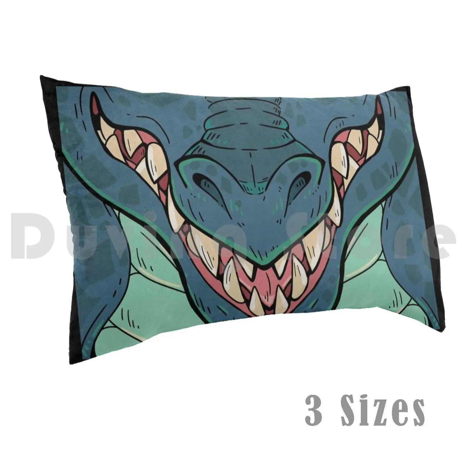 Blue Dragon Pillow Case 20*30 Inch Dragon Snout Teeth Furry Mythical Fantasy