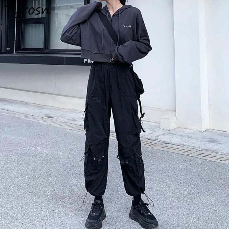 

Cargo Casual Pants Women Design Pockets Bundle Feet Pant Vintage Streetwear Harajuku Dark Academia Stylish Baggy Trousers Unisex