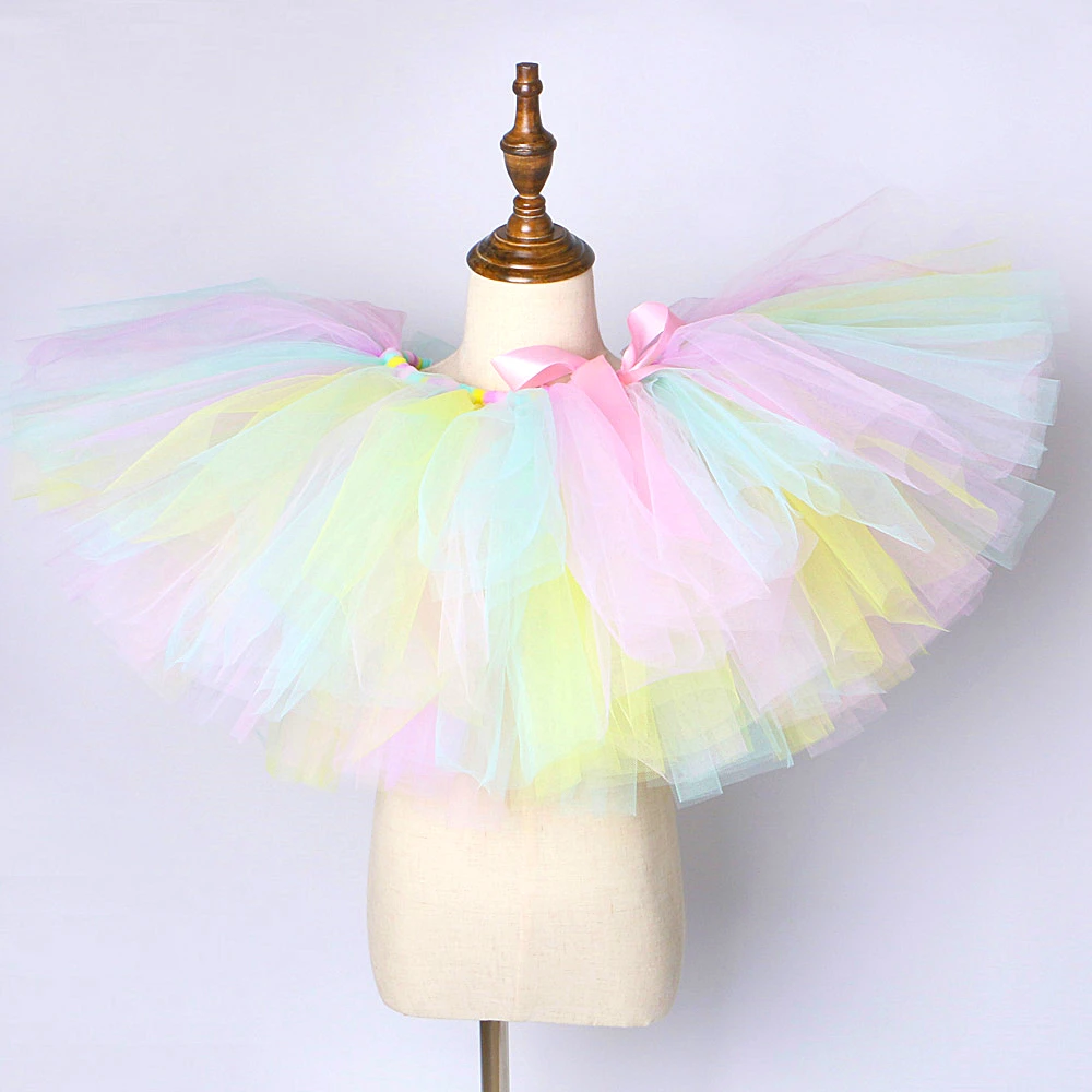 Pastel Unicorn Tutu Skirt for Baby Girls Dance Tutus Kids Tulle Skirts for Birthday New Year Costume Toddler Outfits 3M-14 Years