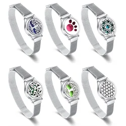 New Aromatherapy Bracelet Diffuser Jewelry Perfume Essential Oil Diffuser Locket Bracelet Tree Of Life Stainless Steel Bracelet