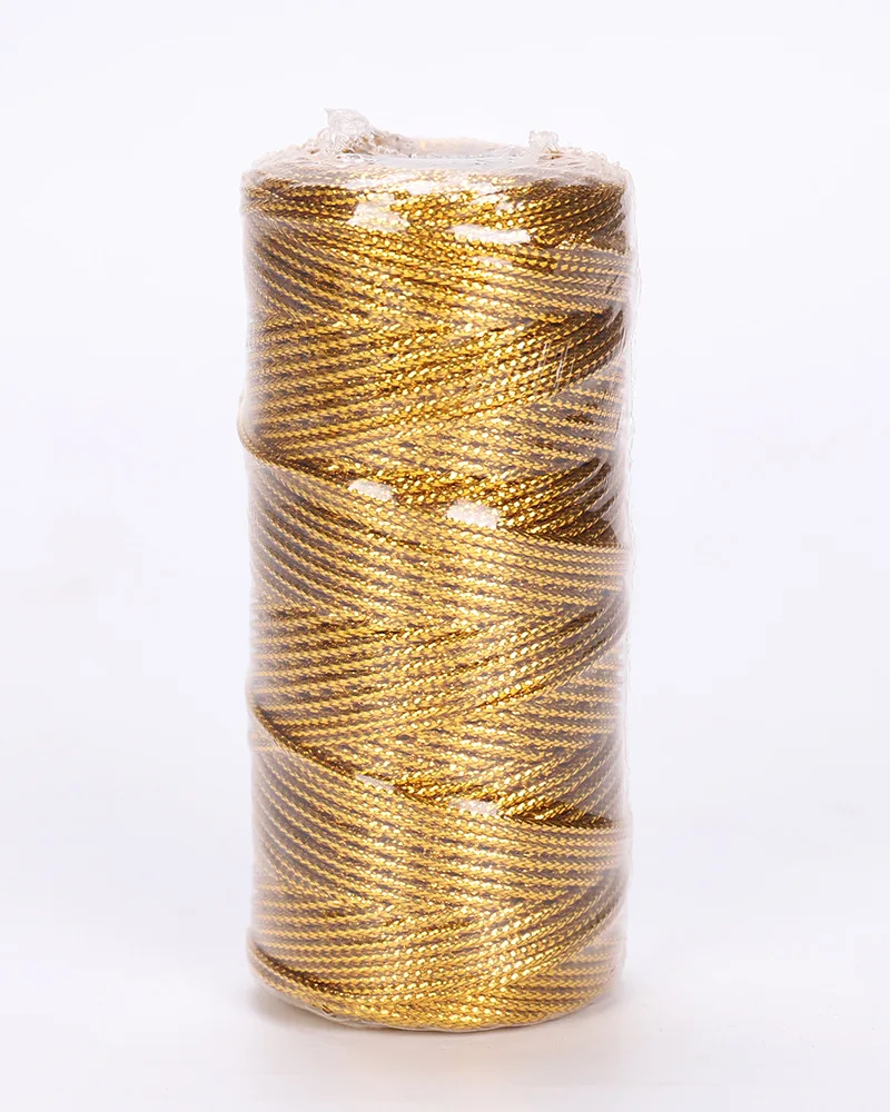 1.5mm 100M/Roll Gold Silver Cords Metallic Twine Non-Slip String Strap Thread Gift Bags Garment Shoes Ribbon DIY Sewing