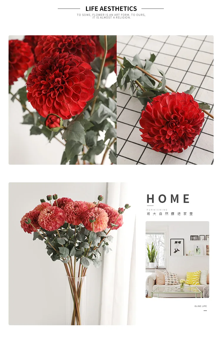 American Home Layout Simulation Autumn Daisy Fake Flower Studio Shooting Props Simulation 2 Oil Painting Dahlia
