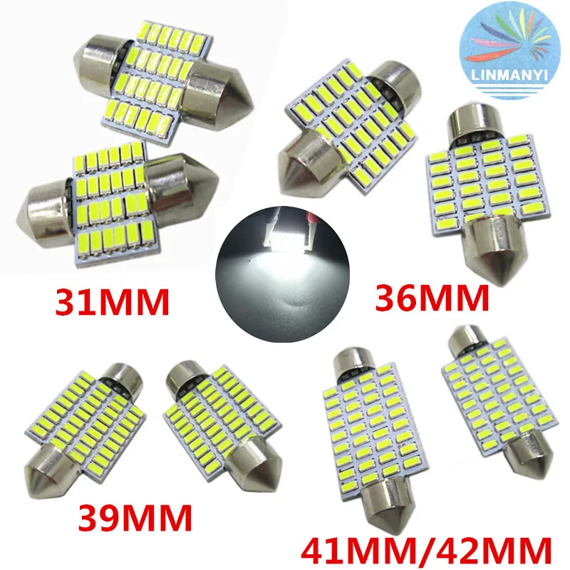 10Pcs Festoon Dome Reading Lighting 31mm 36mm 39mm 41mm 24SMD 36SMD 3014Chips Super Bright C5W 12V Led Auto Car Light Lamp White