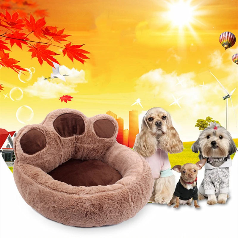 Pet Dog Cat Warm Bed Winter Dog Bed Lovely Pet Nest Cute Paw Kennel for Cat Puppy Soft Material Sofa Beds for Dogs Accessories