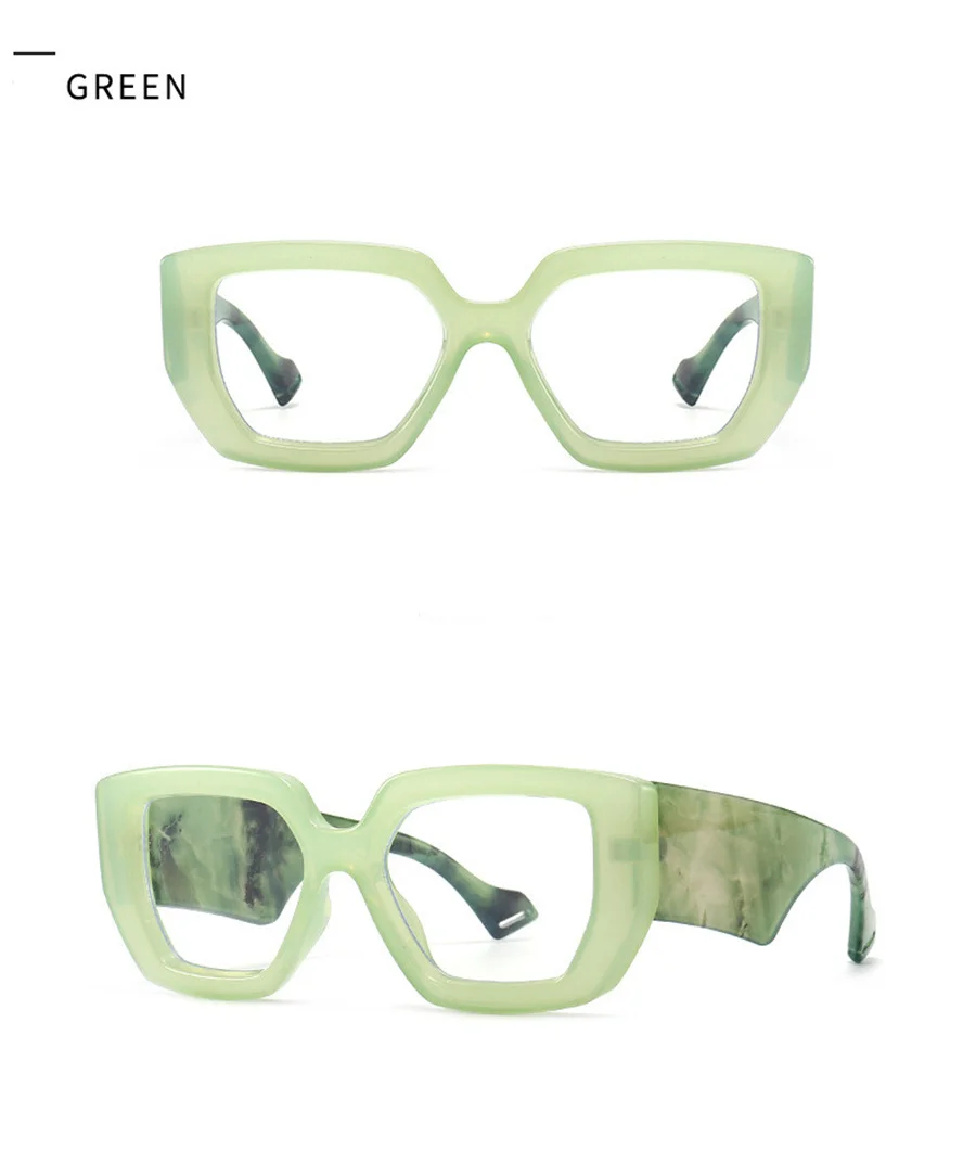 Neue Fashion Square Frauen Brille Rahmen Luxus Klar Anti-Blu-Ray Frühling Scharnier Breite Beine Brillen Männer Optische Polygon rahmen – Detail 7