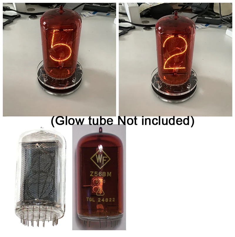 Đèn LED Kỹ Thuật Số Để Bàn Nixie Đồng Hồ USB Loại C Điện Mini Vintage Đĩa Đơn Cho Z568M / Z5680M Phát Sáng Ống Đồng Hồ được Xây Dựng Trong Tăng Cường Module