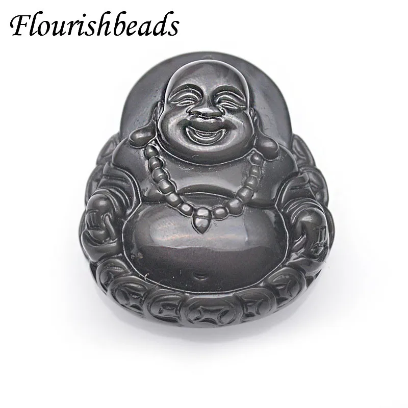 

Natural Rainbow Obsidian Carved Laughing Buddha Gemstone Pendant Fit Necklace Buddhism Religion Accessories 5pcs / Lot