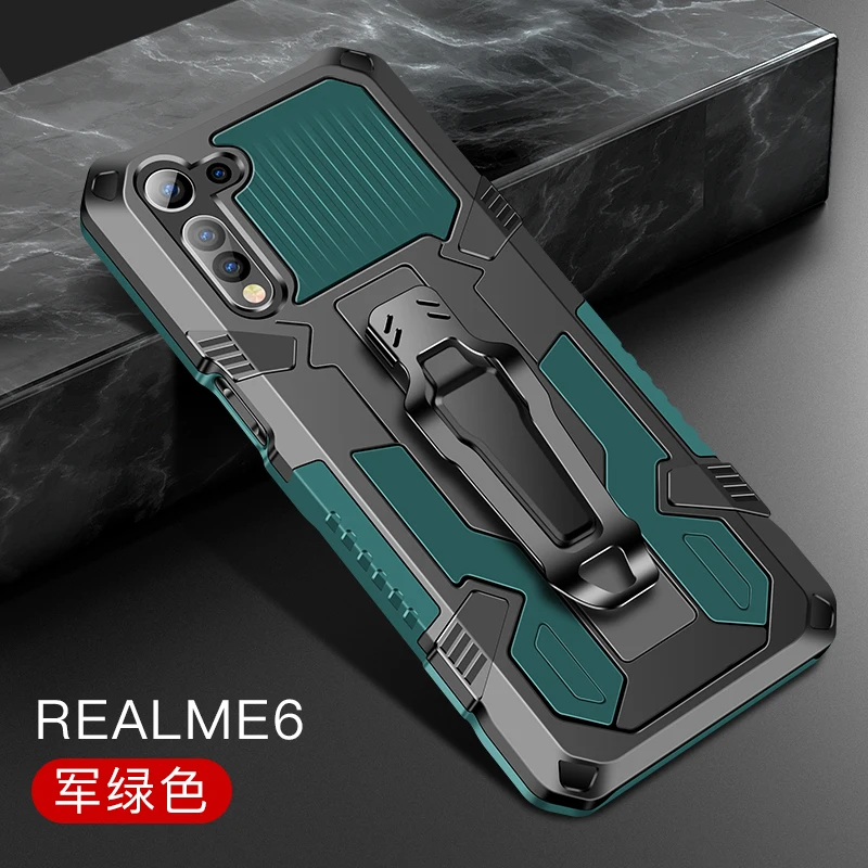 Armor Case For OPPO Realme 6 Shockproof Belt Clip Holster Cover for OPPO Realme 6 6i RMX2001 Realme6 Coque Funda