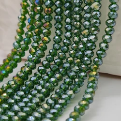 2 3 4 6 8mm Dark Green Czech Glass Faceted Crystal Beads Round Spacer Loose Beads for Jewelry Making Accessories Bracelet DIY