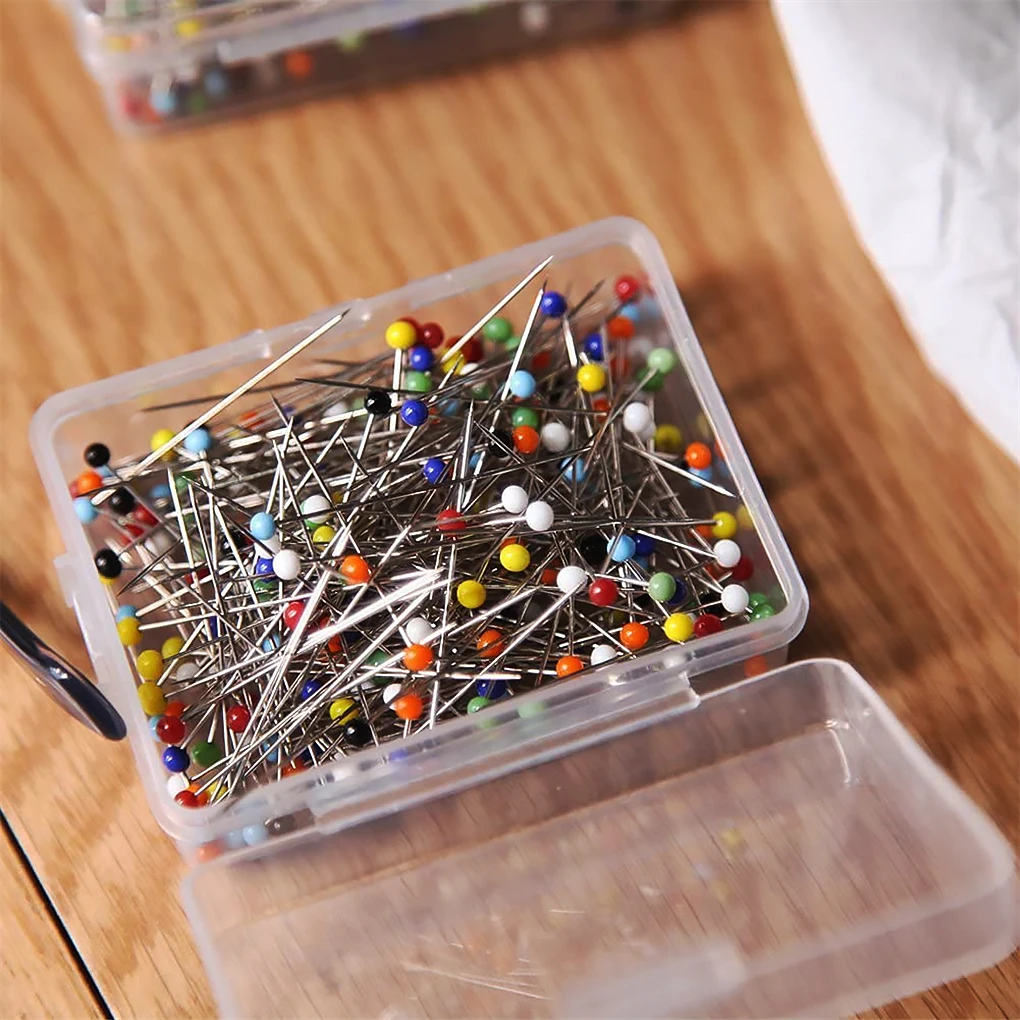 250Pcs Glass Ball Head Pins Mixed Colors Straight Quilting Needles DIY Sewing Crafts Pins