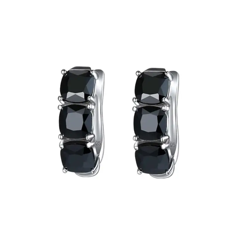 Black Awn 2023 New Simple Silver Color Fashion Jewelry Stone Cute Party Stud Earrings for Women Bijoux Femme I196