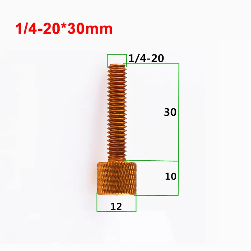 1/4-20*30mm Aluminum Alloy Knurled Thumb Screws American Standard Adjust Screws Camera Gopro Accessories Multiple Color