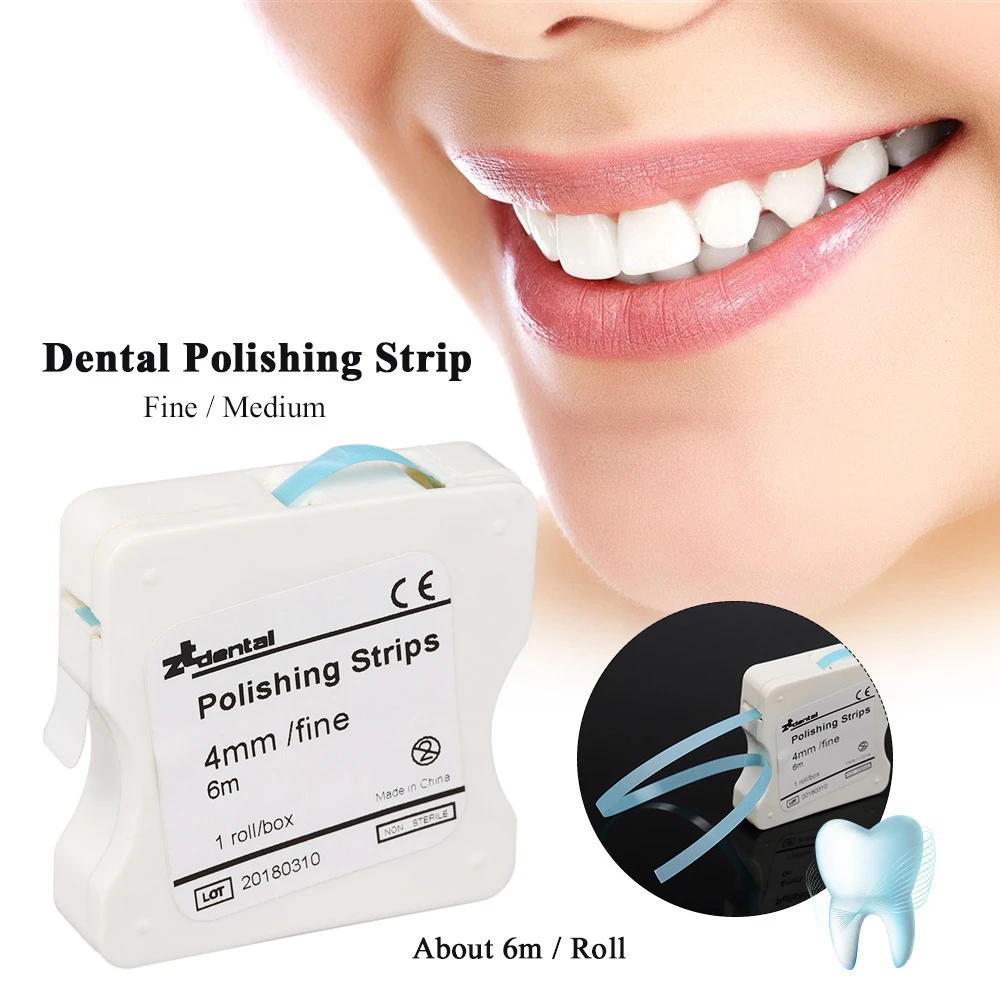 1Roll/Box Dental Polishing Strip 4mm*6m Tooth Interdental Resin Surface Grinding Whitening Sanding Dentist Material