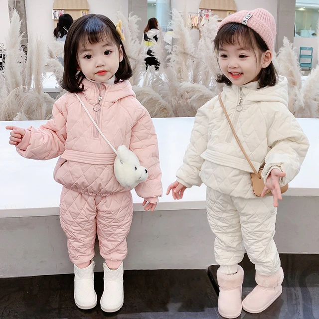 Fashion Baby Girls Winter Clothes Set 1-6 Years Old | Cotton Padded Hooded Warm Coat Pants 2 Piece-Sets 