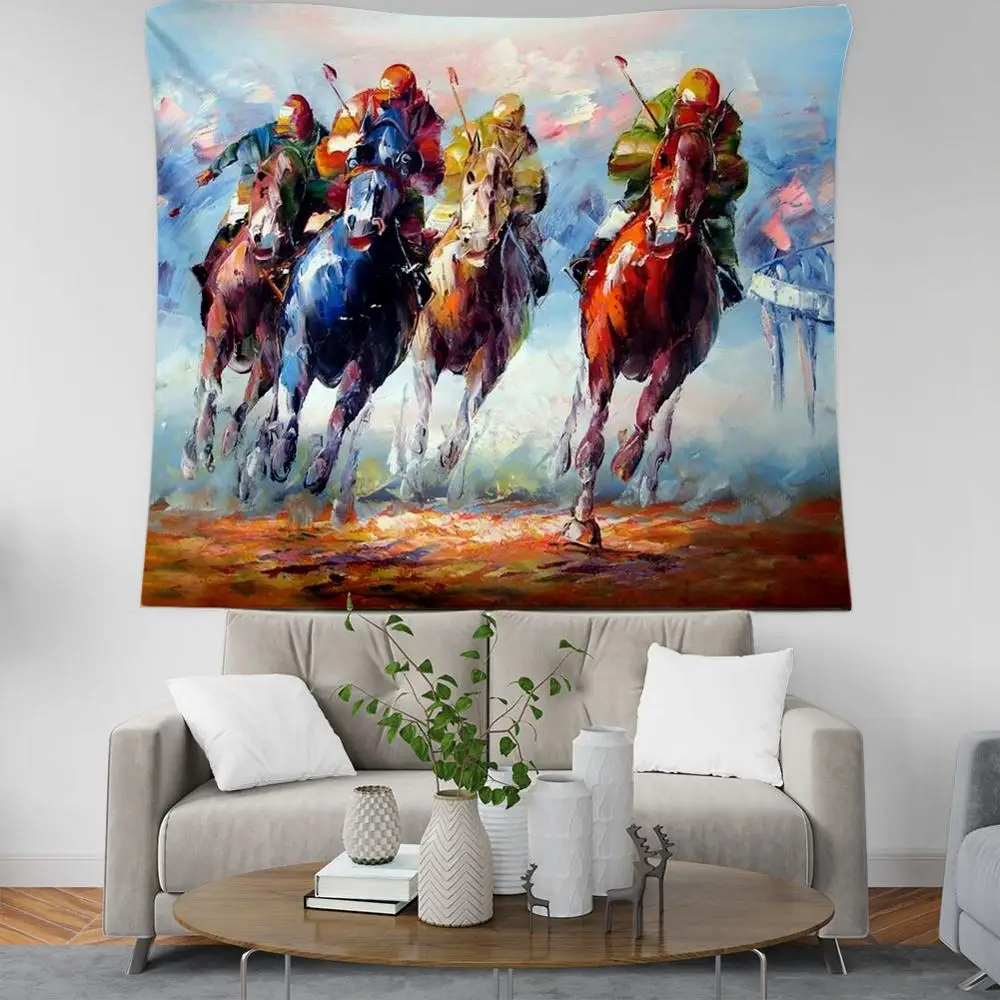 

PLstar Cosmos horse race Tapestry 3D Printing Tapestrying Rectangular Home Decor Wall Hanging style-1