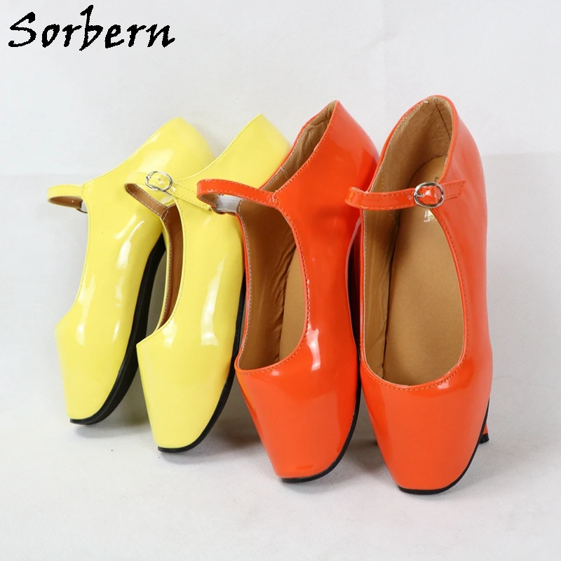 Sorbern 18cm Heels Women Pumps Unisex Ballet High Heels Shoes Buckle Straps Plus Size 36-46 Fashion Ladies Party Shoes Custom