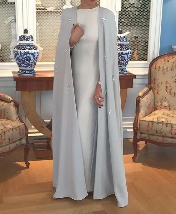 Moeder Van De Bruid Jurken Met Lange Cape 2024 3/4 Mouw Kristallen Kaftan Kurti Moeder Bruidegom Outfit Vestido De Madrinha Farsali