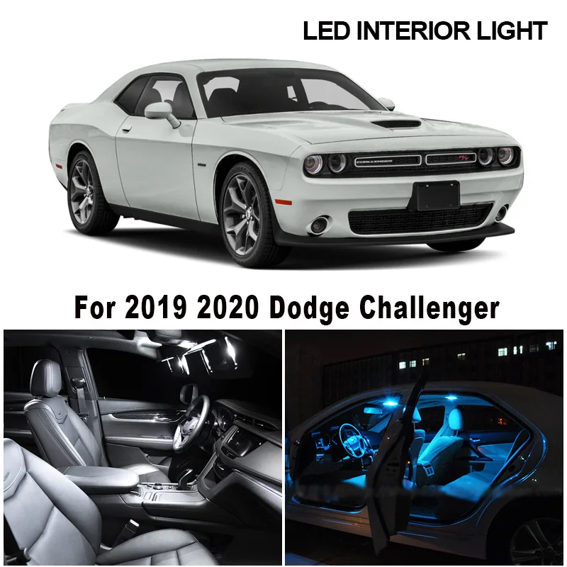 

15 Bulbs White Ice Blue Canbus LED Interior Dome Map Reading Light Kit For Dodge Challenger 2019 2020 Trunk Cargo Door Lamp