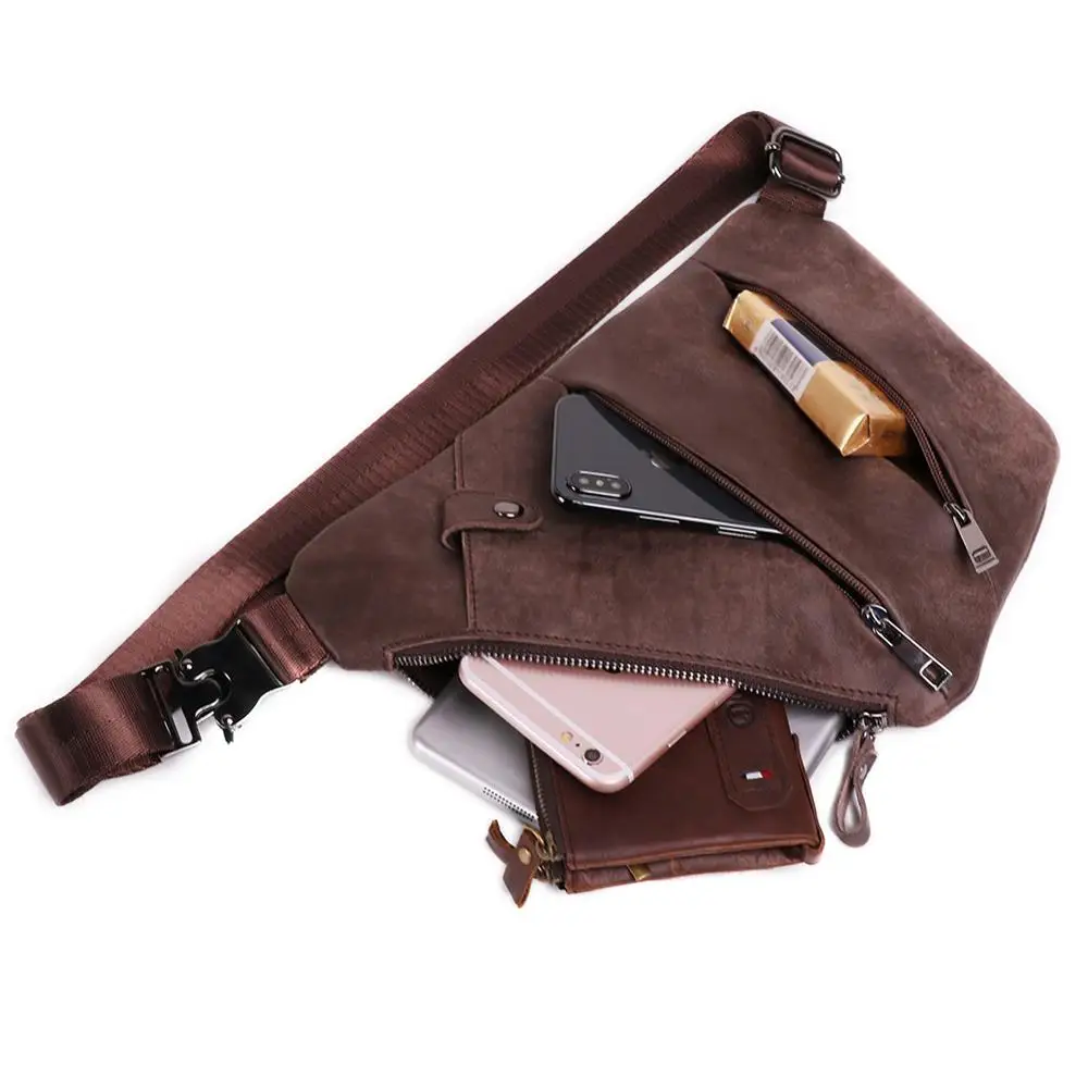 Imagem -02 - Jogujos Bolsa de Couro Genuíno Masculina Bolsa Casual Crossbody Fashion Bolsa de Peito Masculina Bolsa de Ombro Cinto