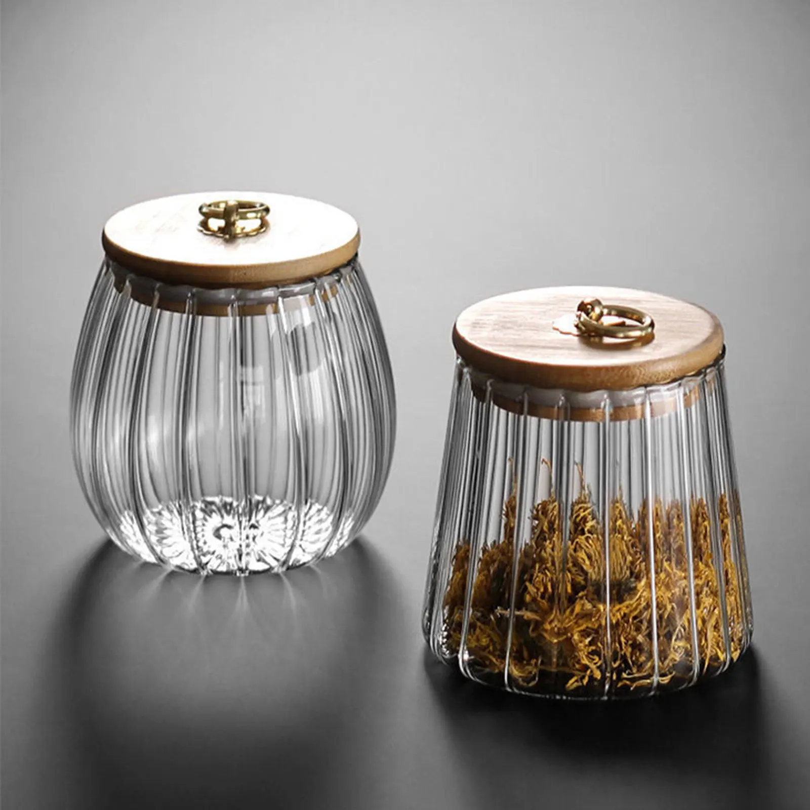 650ml Glass Sealed Jar Coffee Bean Tea Sugar Candy Fruit Jar Glass Container Storage Jar Kitchen Container Wood Lid Cover Bottle