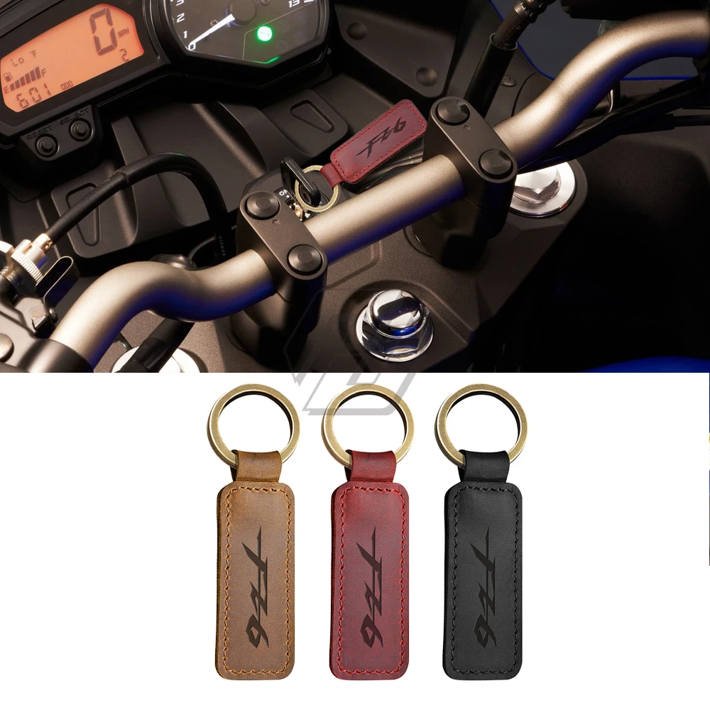 For Yamaha FZ6N FZ6S FZ6 Fazer Motorcycle Keychain Cowhide Key Ring