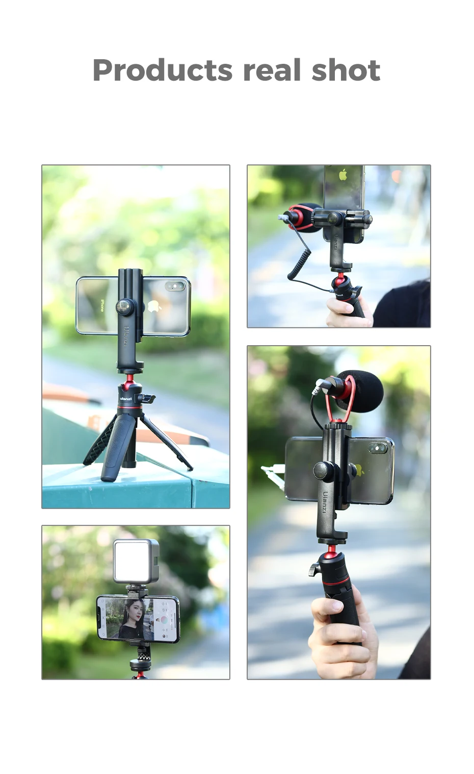 Ulanzi ST-17 Telefon halter vertikal horizontal 360 ° einstellbare Telefon halterung mit kaltem Schuh 1/4 ''Stativ adapter für Telefon – Detail 9