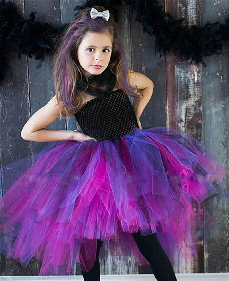 Cool Girls Black Rocky King Tutu Dress Kids Crochet Tulle Strap Dress Ball Gown Children Halloween Cosplay Party Costume Dresses