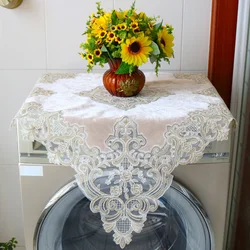 Modern Luxury Lace Embroidery Border European Furniture Tablecloth Washing Machine Cover Cloth Bedroom Round Table Decoration