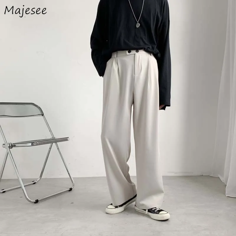 

Men Casual Pants Couples Oversized S-3XL Draped Baggy Chic Straight Mopping Trousers Male High Street Solid Advanced Pantalones