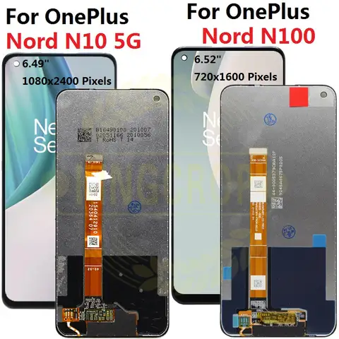 Original For Oneplus Nord N10 5G / NORD N100 LCD Display With frame Touch Screen Digitizer Assembly BE2013 BE2029 Perfect Repair