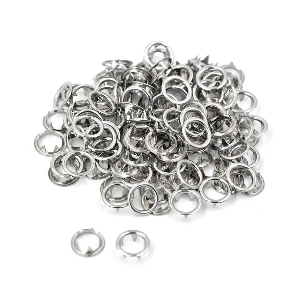 KALASO 20Sets Silver Color Prong Ring Snap Fasteners Press Studs Snap Buttons Poppers 9.5mm 11mm For DIY Craft Supplies