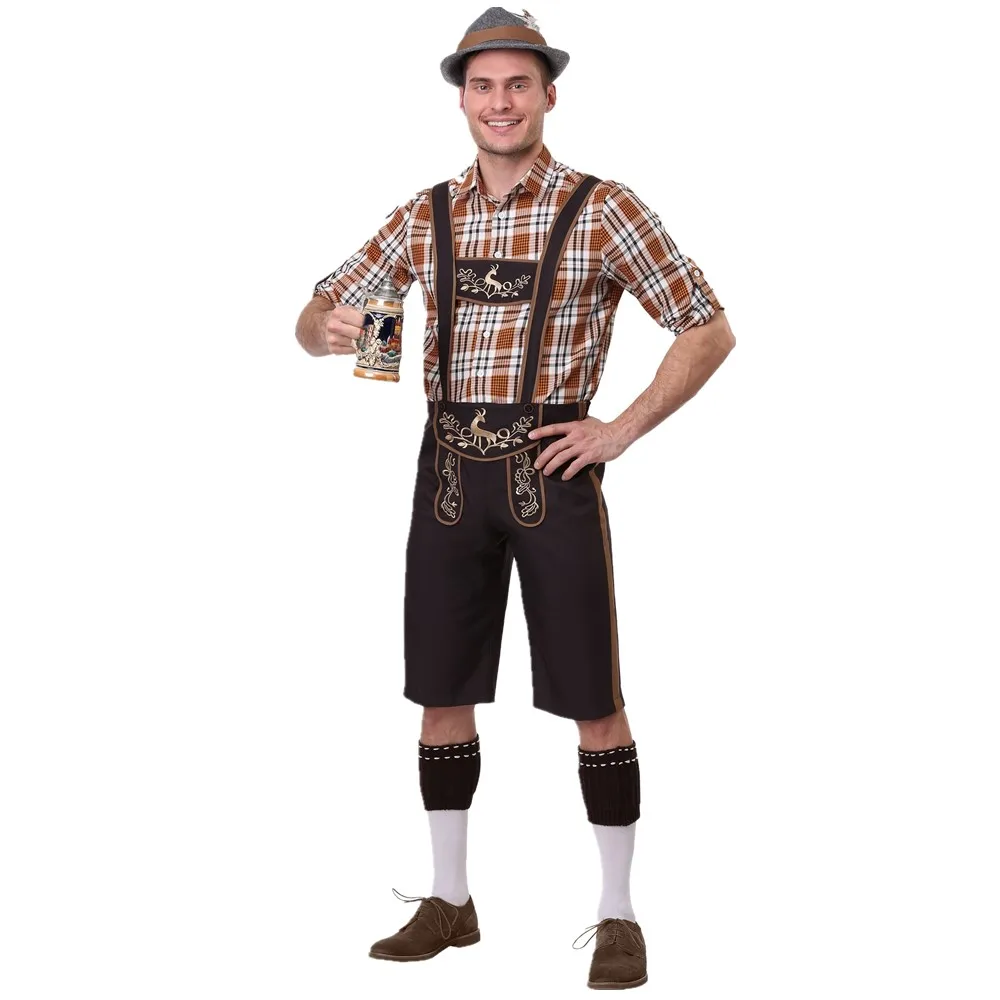 

Adult Men German Oktoberfest Beer Lederhosen Costume Bavarian Traditional Festival Cosplay Jumpsuit