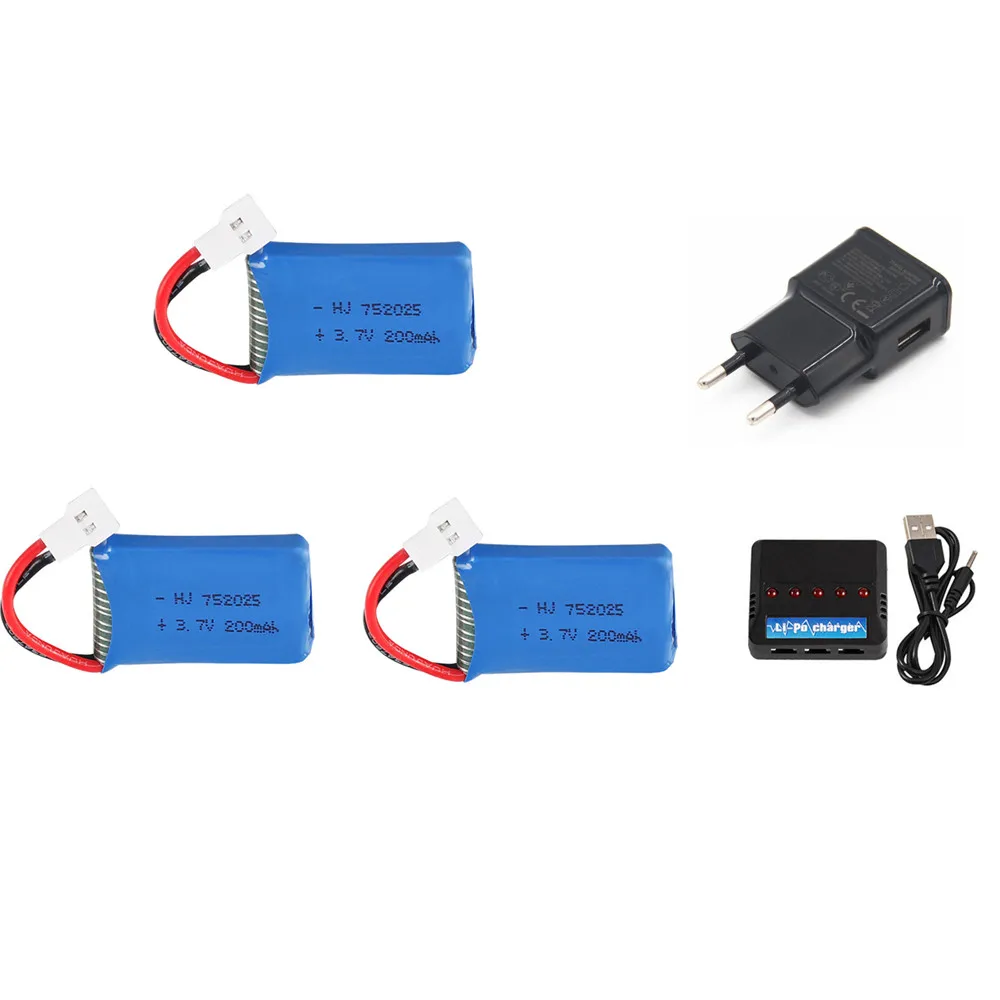 Литий-полимерный аккумулятор 3,7 в 200 мАч для Syma X4 X11 X13 запасные части для радиоуправляемого квадрокоптера дрона 3,7 в 752025 аккумулятор и зарядное устройство 5 в 1