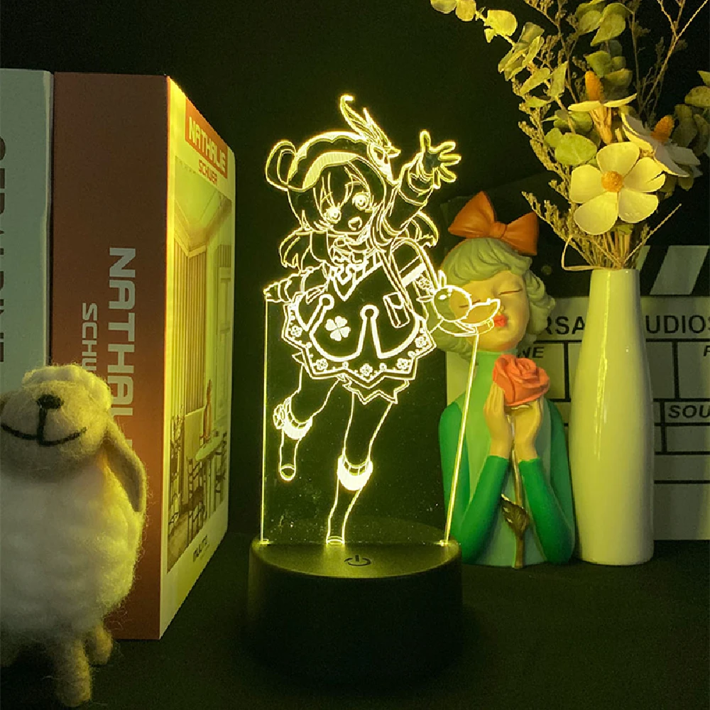 

Game Genshin Impact 3D Nightlight Table Lamp Anime Cool Kids Bedroom Decor Cute Cartoon Gift Klee Diona Barbara Mona Zhongli