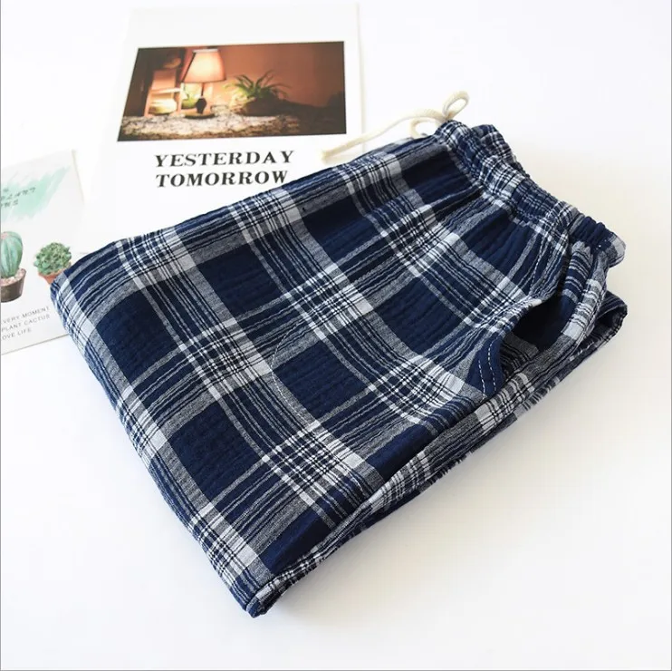 Lovers Plaid Pants Cotton Pajamas For Women Sleepwear Pijamas Men Bathrobe Nightwear Casual Pyjamas Home Clothes Sleep Bottoms