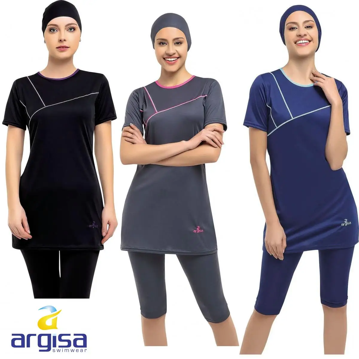 

Argisa 7822 Half Sleeve Embroideried Semi Burkini Muslim Swimwear 38-60 Plus Size Hijab Islamic Swimsuit Fashion Turkey Women Cover