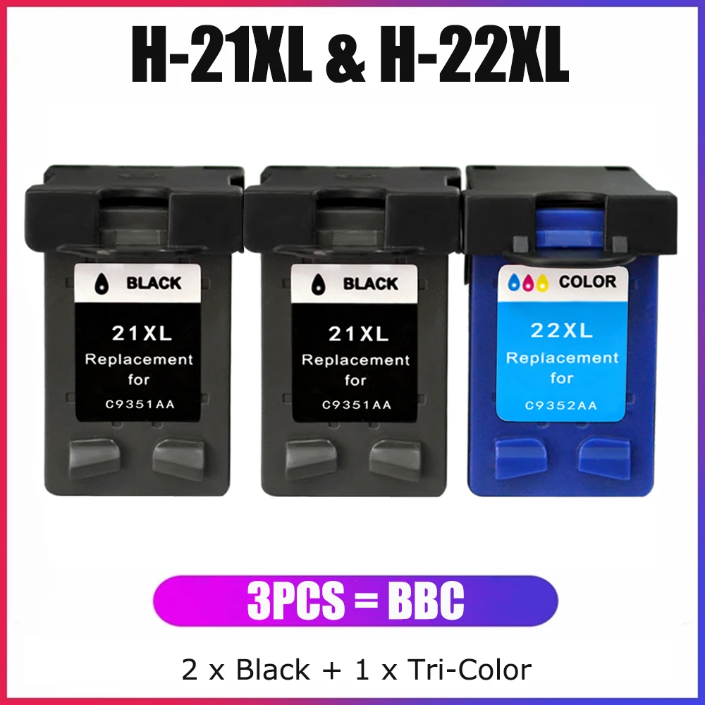 YC совместимый с картриджем чернил HP 21XL 22XL Deskjet 3930v D1368 D1550 D1555 D2300 D2368 F2187 F2188 F2200 F4100 FAX 1250 3180