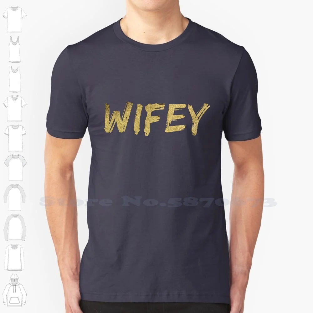 Wifey 2.0-Gold Glitter 100% Cotton T-Shirt Wifey Gold Awesome Married Marriage Wedding Engagement Bridal Shower Marry Hubby