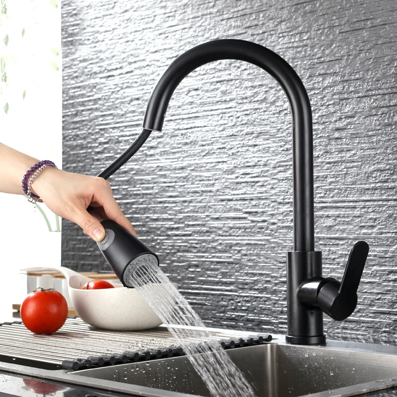 Stainless Steel Kitchen Faucet Pull Out Sprayer Sink Tap 2 Function Spray Head Cold Hot Water Mixer Tap Crane 360 Degree Swivel