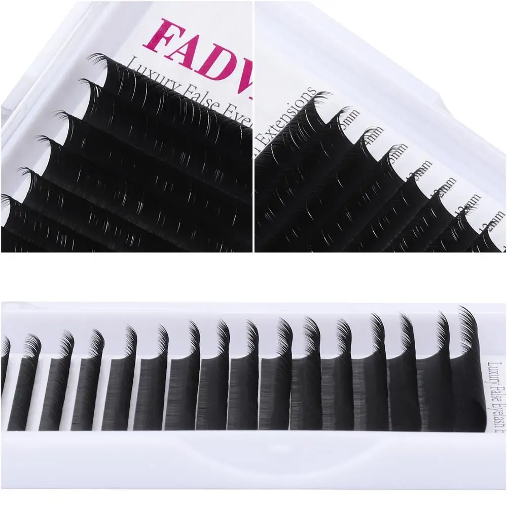 Fadvan 16 Rows Classic Eyelashes Extensions Faux Mink Lashes Eyelash Extensions C/D Curl Natural Soft Individual Lash Extensions