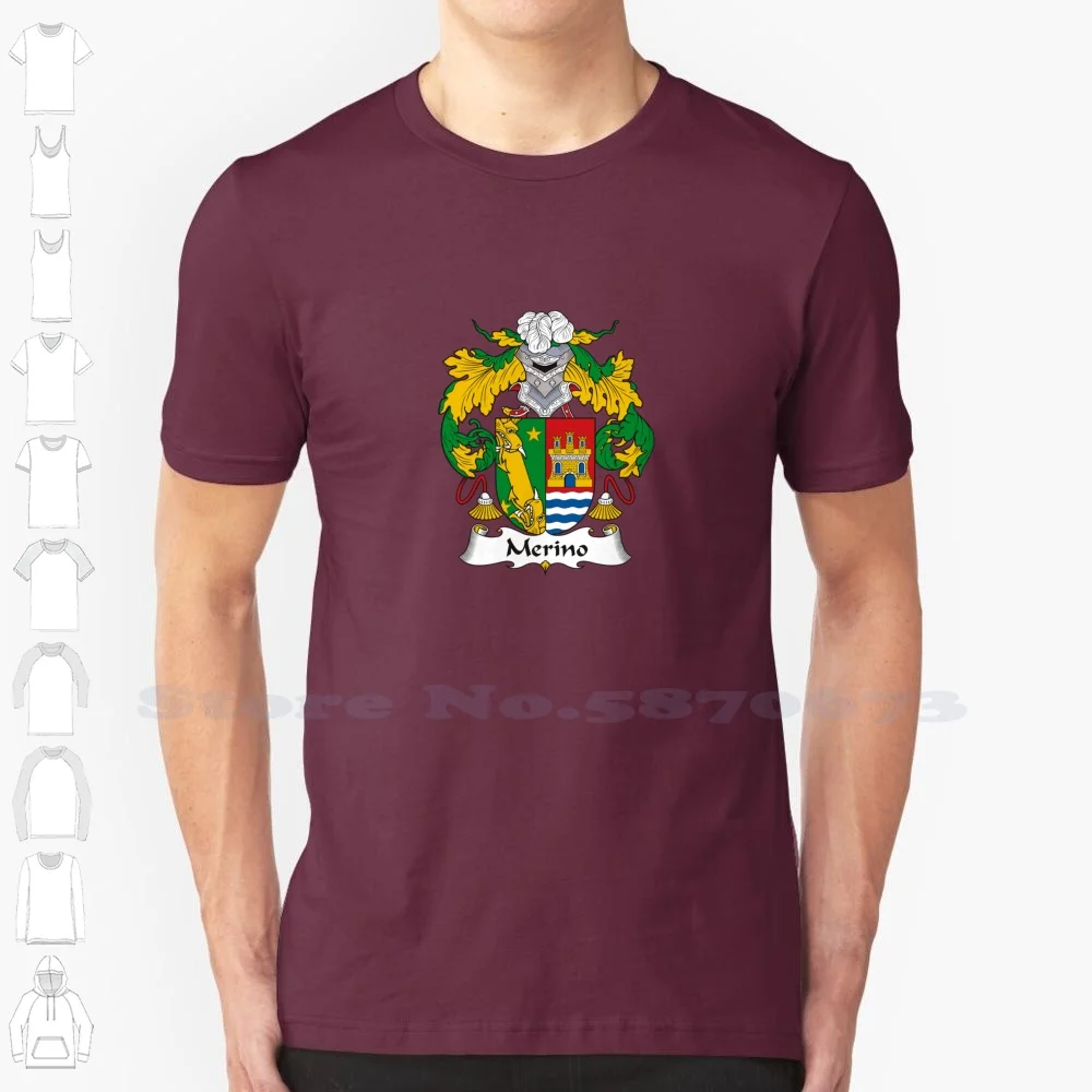 Merino Coat Of Arms - Family Crest Shirt 100% Cotton T-Shirt Last Name Family Reunion Heraldry Ancestry Merino Coat Of Arms