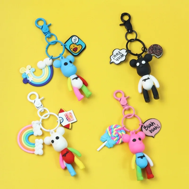 Creativity Silicone Violent Bear Keychains Cute Gift Key Chain Car Bags Pendant Accessory Key Ring Boyfriend Gift Wholesale