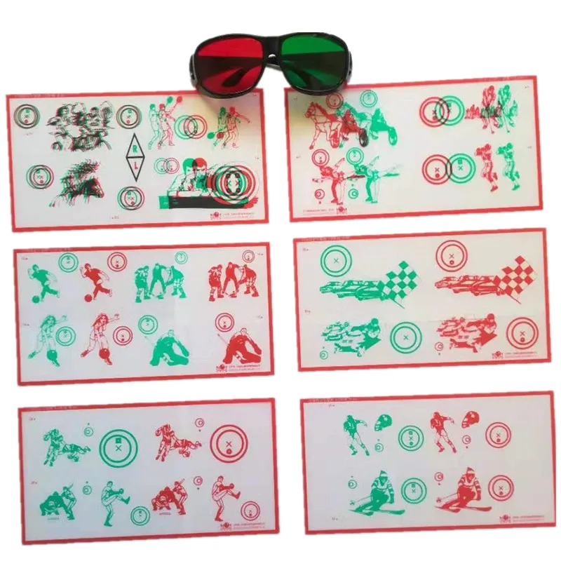 Fixed Red/Green Tranaglyph Vision Therapy Convergence Insufficiency Eye Training Device Stereo Training Cards Visual Correction