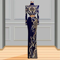 Arabic Formal Prom Dress Long Sleeve Evening Party Gowns Celebrity Dresses for Red Carpet Runway Show 2022