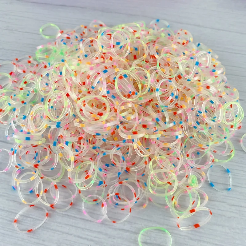 1000pcs/pack Colorful Thick Transparent Rubber Bands For Baby Girls Elastic Hair Bands Ponytail Cuff Kids Hair Gum Scrunchie