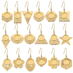 10pcs Stainless Steel 18K Gold Earring Hook Blank Heart Cabochon Base Setting Fit 12mm Tray Bezel Earrings DIY Jewelry Making